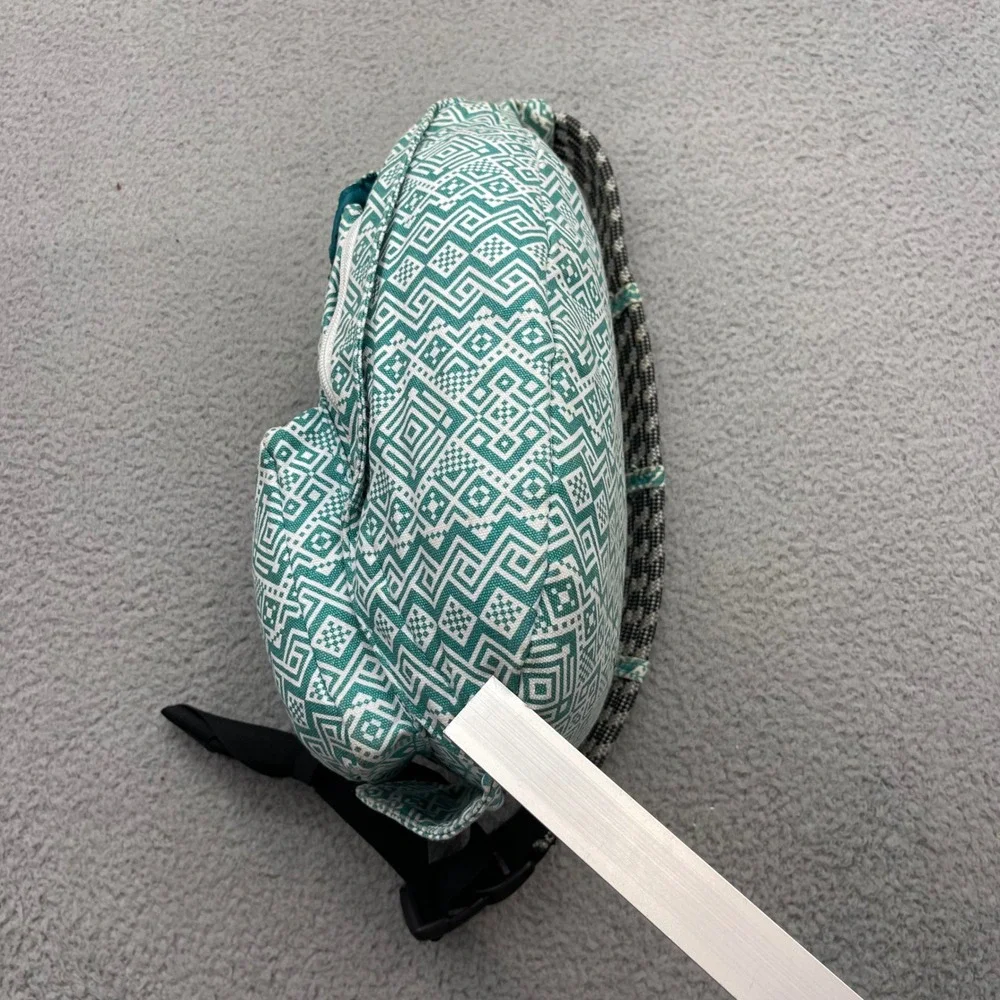 KAVU Rope Bag Crossbody Teal White Geometric Canvas Sling Backpack Travel Bag